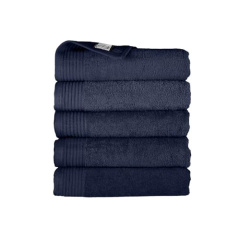 THE ONE TOWELLING Classic Handtücher - 70 x 140 cm - 5 Stück - Sparpack - Hohe Feuchtigkeitsaufnahme - 100% gekämmte Baumwolle - Marineblau