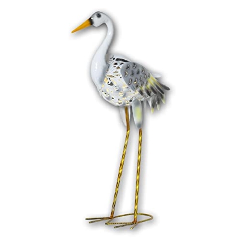 Star Trading LED-Solar-Figur HERON, warmweiß, Höhe ca. 55cm, Gartenfigur Fischreiher, Dämmerungssensor