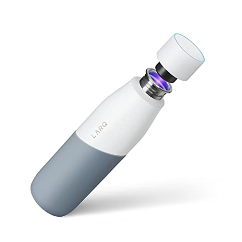 LARQ Movement PureVis 710ml – UV-selbstreinigende Edelstahlflasche mit Silikonhülle | Leicht, stoßfest, hält Wasser kühl | Fitness, Laufen & Outdoor-Aktivitäten, White/Pebble