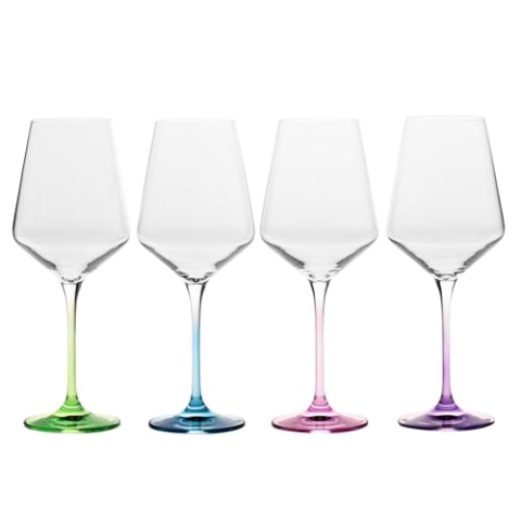 Krosno - Weißweingläser 4 | Set mit 4 Gläsern | Hochzeitsgeschenk | Kristallglas | Bleifreies Glas | Langlebig | Kratzfest | Eine Idee für ein Geschenk