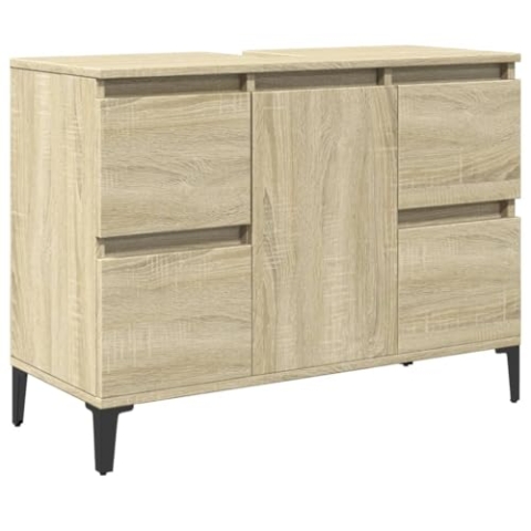 vidaXL Waschbeckenunterschrank, Unterschrank für Badezimmer, Badschrank mit Stauraum, Badezimmerschrank Waschtischunterschrank, Sonoma-Eiche Holzwerkstoff