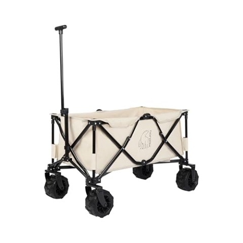 Nordisk Cotton Canvas Bollerwagen/faltbar und belastbar/Outdoor & Camping/Baumwolle & stabil / 100 kg Tragkraft/große Kunststoffräder