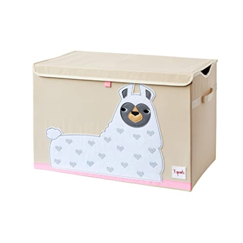 3 Sprouts Spielzeugkiste mit Deckel – Aufbewahrungsbox für Kinderzimmer, Spielzeugbox für Kinder, Spielzeug Kiste - Lama