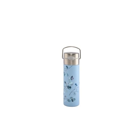 Eigenart LEEZA Eucalyptus doppelwandige Thermo- Trinkflasche aus Edelstahl mit Sportverschluss und Sieb, BPA frei, 500ml, 11000