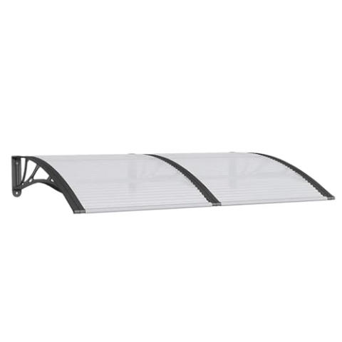 vidaXL Türvordach, Vordach für Haustür 150x100cm, Haustür Überdachung Haustürvordach, Pultvordach Haustürdach Pultbogenvordach, Schwarz Polycarbonat
