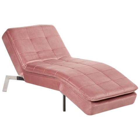 Moderne, verstellbare Chaiselongue in Rosa Bezug aus Samtstoff Récamiere Loiret
