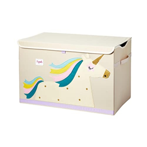 3 Sprouts Spielzeugkiste mit Deckel – Aufbewahrungsbox für Kinderzimmer, Spielzeugbox für Kinder, Spielzeug Kiste - Einhorn
