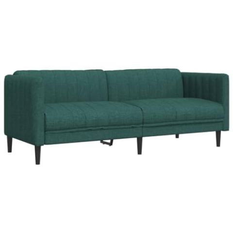 vidaXL Sofa 3-Sitzer, Couch mit Armlehnen Rückenlehne Stützbeine, Loungesofa für Wohnzimmer, Polstersofa Sofagarnitur, Modern, Dunkelgrün Stoff