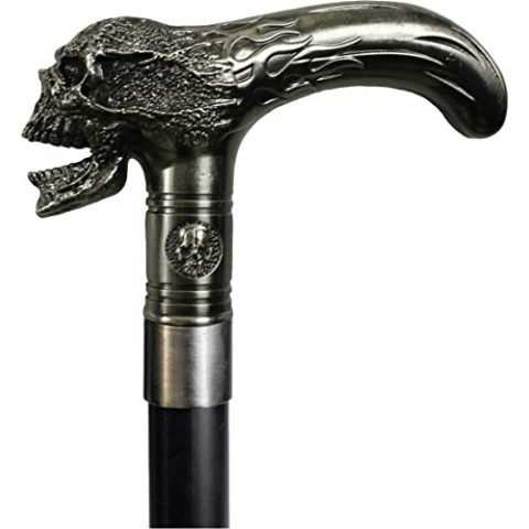 Nemesis Now Xenocane Gehstock, 89 cm, silberfarben, Kunststoff, Harz, Metall, Gummi