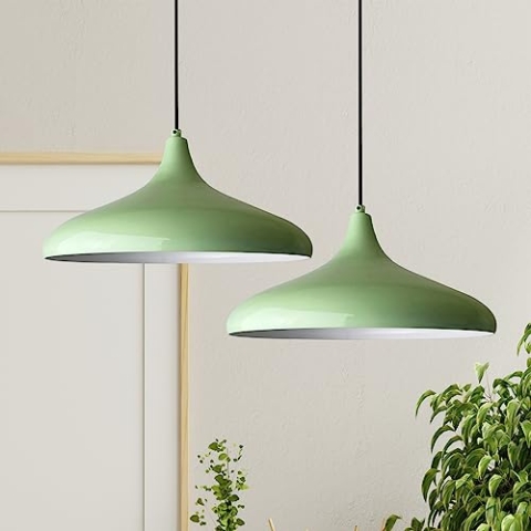 bamyum Champion Pendelleuchte Esstisch 2 Flammig Metall Ø30cm, Hängelampe Esstisch Vintage, Esstischlampe, Lampenschirm Hängelampe, Pendelleuchte Esstisch, Hängeleuchte Wohnzimmer Esszimmerlampe Minze