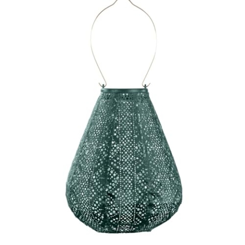 LUMIZ Solarlaterne - für Außen - Lace - Tulpe - Gartenbeleuchtung - Solarlampen - Gartendeko - 20cm - Dunkelgrün