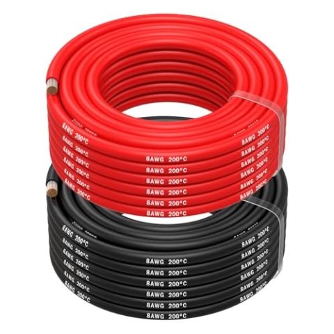 MMOBIEL 8 AWG Silikon Elektronik Kabel - 8 Gauge (8,37mm²) Verzinnte Kupferkabel - 2 Separate Kabel Rot & Schwarz Jede 10m / 32.8ft für Kühlschränke, Klimaanlagen, Autobatterien, Schweißbatterien
