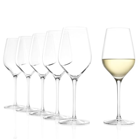 Stölzle Lausitz Universal Weingläser Exquisit Royal 6er-Set 420 ml – Edle Weißweingläser aus Kristallglas ideal auch für leichte Rotweine & Roséweine – Spülmaschinen- & Stoßfest, Made in Germany