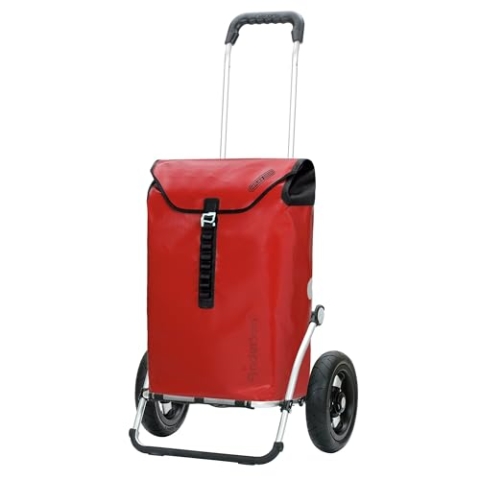 ANDERSEN Einkaufstrolley - Royal Shopper Ortlieb rot 49 L Handwagen, wasserdicht, wetterfest, Aluminium, klappbar, luftbereiftes Kugellagerrad