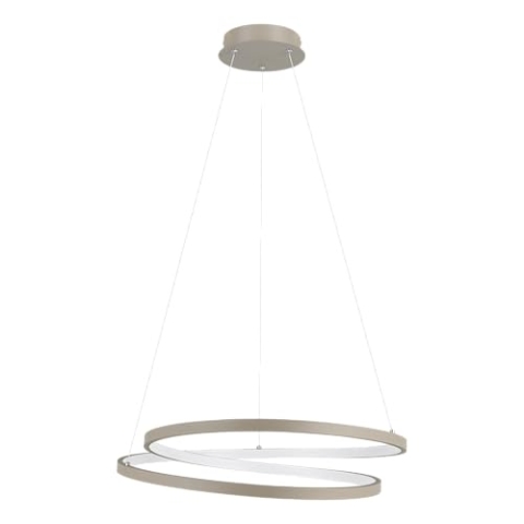 EGLO LED Hängelampe Ruotale, Pendelleuchte über Esstisch, Esszimmerlampe geschwungen, Hängeleuchte Ringe aus Metall in Sand, warmweiß, Ø 55 cm