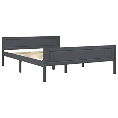 vidaXL Kiefernholz Massivholzbett Bettgestell Holzbett Futonbett Bett Doppelbett Bettrahmen mit Lattenrost Schlafzimmerbett Grau 120x200cm