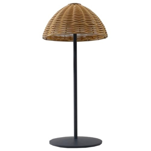 Lumisky Tischleuchte, kabellos, Polyrattan, weiß, dimmbar, FAROE, Höhe 30 cm