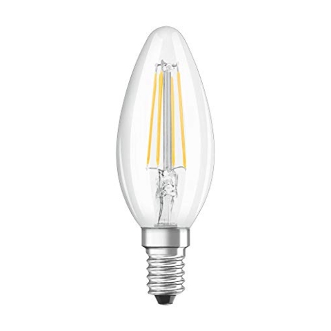 OSRAM STAR+ Dimmbare Filament LED Lampe mit E14 Sockel, Warmweiss (2700K), 4W, 3-stufig dimmbar per Klick, Kerzenform, Ersatz für 40W-Glühbirne, klar, LED THREE STEP DIM CLASSIC B, 4er-Pack