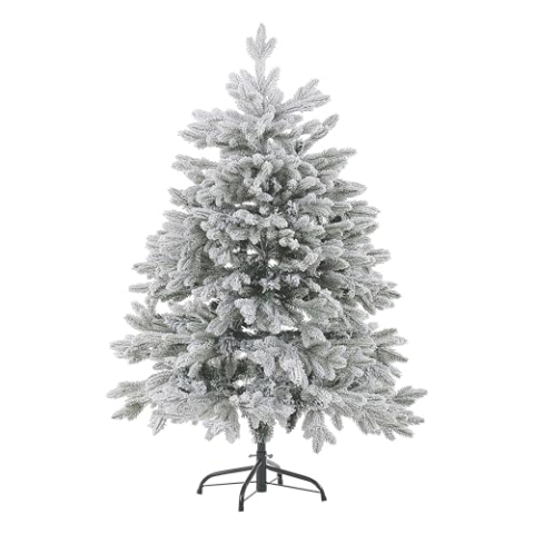Beliani Künstlicher Weihnachtsbaum mit Schnee 120 cm schneebedeckt weiß Foraker