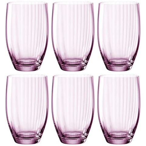 Leonardo Poesia Trinkglas 6er Set, spülmaschinengeeignete Wasser-Gläser, Trink-Becher aus Glas, Saft-Gläser, Getränke-Set, 460 ml, Glas, rosé, 022379