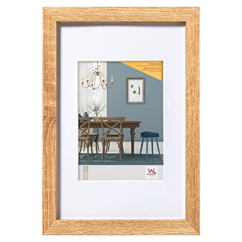walther design Bilderrahmen eiche hell 50 x 60 cm mit Kunstglas und Passepartout Fiorito Holzrahmen EFX060E