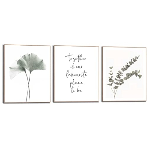 REINDERS Bilder Set, Together, Schlafzimmer, Poster, Wanddeko, Room Decor, Holz, Grün, 3-er Set