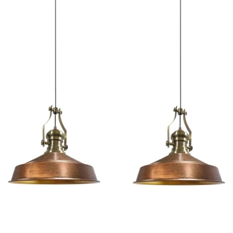 bamyum Neo-Asletl Pendelleuchte Esstisch Kupferfarbe 2 Flammig Metall 40cm, Hängelampe Wohnzimmer, Hängelampe Industrial Vintage, Küchenlampe Vintage Kupferfarbe, Esstischlampe