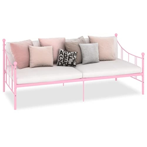 vidaXL Bettgestell Metallbett Bettsofa Bett Tagesbett Kojenbett Einzelbett Schlafzimmerbett Bettrahmen Lattenrost Rosa Metall 90x200cm