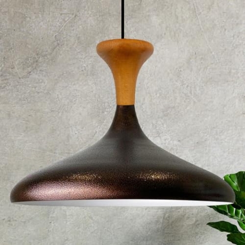 bamyum Champion Pendelleuchte aus Holz, 35 cm Hängelampe Metall E27 Moderne Esstisch Lampe, Skandinavisch Pendellampe für Schlafzimmer Wohnzimmer Küche Esstisch, Küchenlampe Hängend Teuton