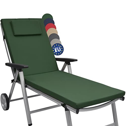 Beautissu Loft RL Auflage für Gartenliege 200x60x5 cm Liegenauflage Polster UV-Beständige Sonnenliegen Auflagen mit Reißverschluss - Gartenmöbel Polsterauflagen Dunkelgrün
