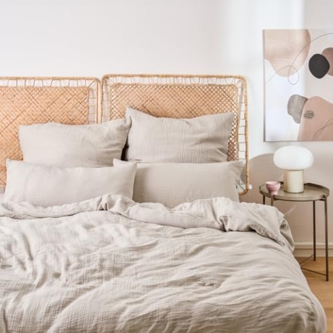 Blumtal Musselin Bettwäsche 135x200 cm + 80x80 cm - Oeko-TEX zert. Bettwäsche 135x200 Musselin aus 100% Baumwolle - extra weiches Bettwäsche-Set waschbar bei 40 °C - Sommerbettwäsche Grau