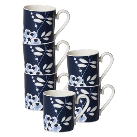 Villeroy & Boch Vieux Luxembourg Brindille Becher mit Henkel blau 6 Stück