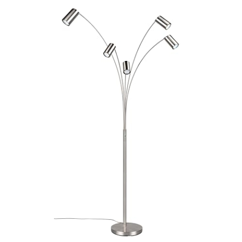 Trio Leuchten Bogenleuchte Marley 412400507, Metall Nickel matt, exkl. 5x GU10