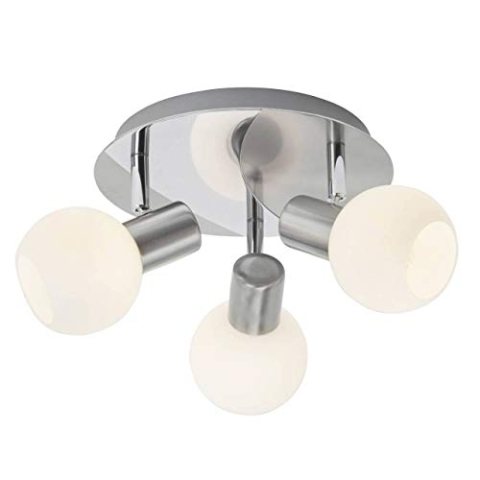 BRILLIANT Lampe Tiara Spotrondell 3flg eisen/weiß | 3x D45, E14, 40W, geeignet für Tropfenlampen (nicht enthalten) | Köpfe schwenkbar