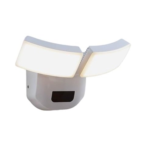 Lindby LED Wandleuchte außen Nikias mit Bewegungsmelder (spritzwassergeschützt (Modern) in Weiß aus Aluminium (2 flammig,) - Wandlampe für Außenwand/Hauswand Haus Terrasse und Balkon