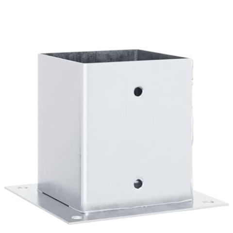 vidaXL Pfostenträger Quadratisch 12 Stk. 121x121 mm Stahl Verzinkt, Pfostenschuh, Stützenschuh, Pfostenhülse, Pfostenanker, Stützenfuß