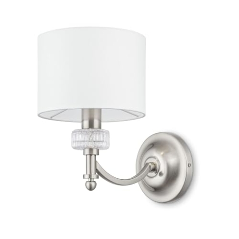 Maytoni Moderne Wandleuchte Alicante 1XE14 excl. Nickel aus Textil und PVC, Metall und Glas Energieeffizient 40W für Küche, Schlafzimmer, Wohnzimmer, Esszimmer, Lobby