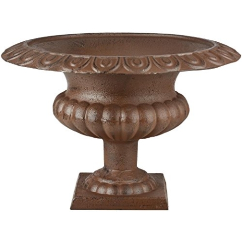Esschert Design Französische Vase, 45 x 45 x 30 cm, aus Gusseisen, niedrig, Größe L, Blumenvase, Pflanzenvase, Stabiler Stand, Gartendekoration