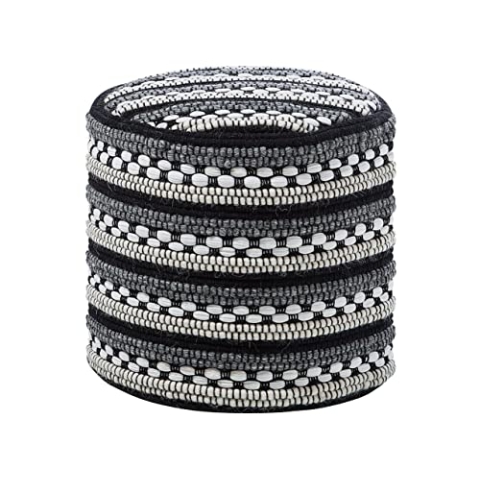 Beliani Pouf Sitzpouf Fußablage weiß schwarz Boho Guntur