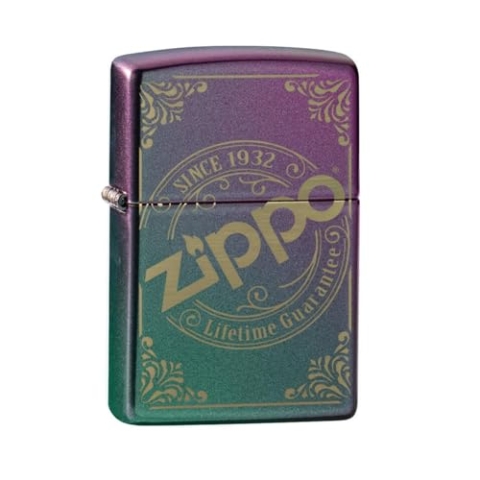 ZIPPO – Sturmfeuerzeug, Zippo Logo, Laser Engraved, Iridescent, nachfüllbar, in hochwertiger Geschenkbox Bunt