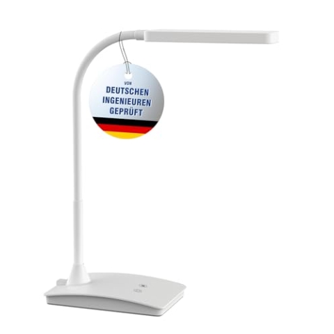 Maul LED Tischleuchte MAULpearly | Schreibtischlampe dimmbar | Leistungsstarke LED Lampe | Schreibtischlampe mit 3000-6500K & 616 lm | Moderne Lampe für Schreibtisch, Büro | Weiß