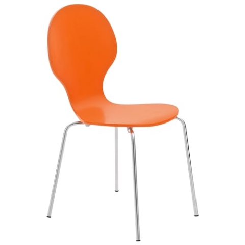 CLP Stapelstuhl Diego I Komfortabler Esszimmerstuhl I Metallgestell, Holzsitz I Ergonomisches Design I Platzsparend In Esszimmer Und Küche, Farbe:orange