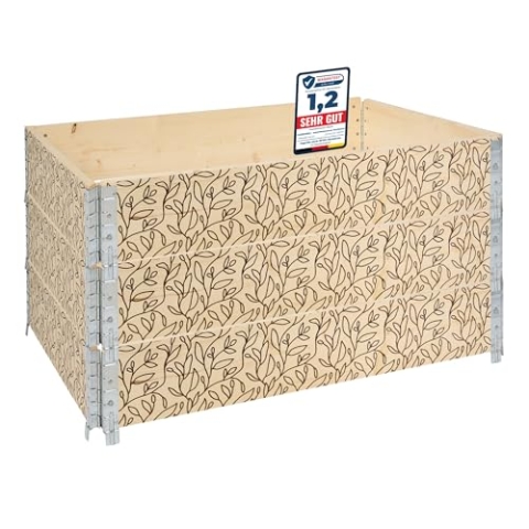 Garronda Holzaufsatzrahmen mit Print – Hochbeete für Pflanzen Blumen Kräuter Obst und Gemüse Aufbewahrungskiste aus Holz mit dekorativem Druck GD-0075 (120x80x20 cm, Blatt, 3St)
