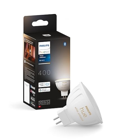 Philips Hue White Ambiance MR16 LED Lampe 1er Pack, dimmbare LED Lampen für das Hue Lichtsystem mit allen Weißtönen, smarte Lichtsteuerung über Sprache und App