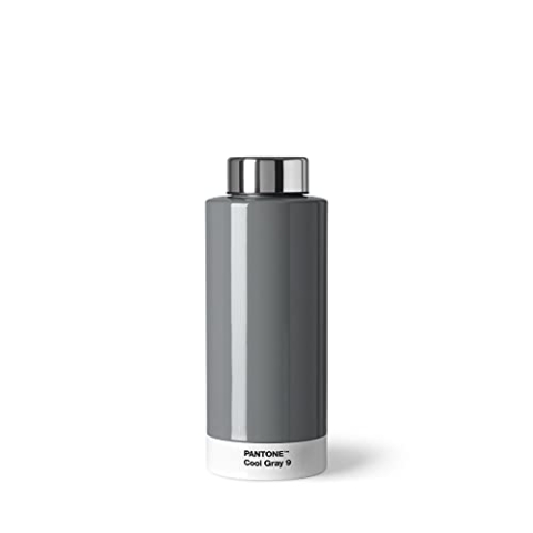PANTONE Trinkflasche, doppelwandiger rostfreier Edelstahl mit Thermo-Funktion, auslaufsicher, 500 ml, Cool Gray 009
