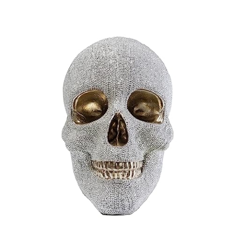 Kare Design Spardose Skull Crystals, Weiß/Gold, Spardose,Totenkopf, Kristall, handgearbeitet, Unikat, 17x14x23 cm (H/B/T)