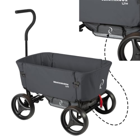 Combideal CD3: Beachwagon LITE® dunkelgrau (95 x 65 x 112 cm) Stabil, Belastbarkeit 80 kg, robuste Räder. Sicherer, faltbarer & waschbarer Stoff. Zusätzlicher Stauraum und Organisation mit dem
