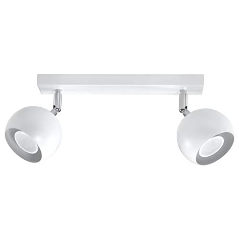 SOLLUX Plafond OCULARE Doppellampe Deckenbeleuchtung Stahl LED Leuchtmittel Runder Lampenschirm Minimalistisch Einfache Installation Farbe Weiß 30x16x8 cmdreißigx10x16cm