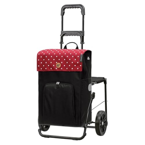 ANDERSEN Einkaufstrolley - Komfort Shopper Malit rot 49 L Einkaufswagen,langlebig,Thermo, klappbar, mit Sitz, multifunktional