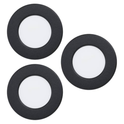 EGLO connect.z 3er-Set Smart-Home LED Bad-Einbaustrahler Fueva 6-Z, flach, Ø 8,6 cm, ZigBee, App und Sprachsteuerung Alexa, RGB, warmweiß-kaltweiß, dimmbar, Metall Einbauspot schwarz, IP44